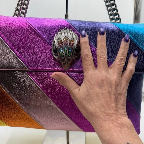 Kurt Geiger London XXL Kensington Bag Rainbow Metallic Leather Eagle Head NEW - Picture 14 of 14